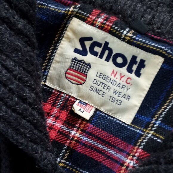 Vintage 1990s Schott Knit Wool Sweater Zip Up - Picture 2 of 9